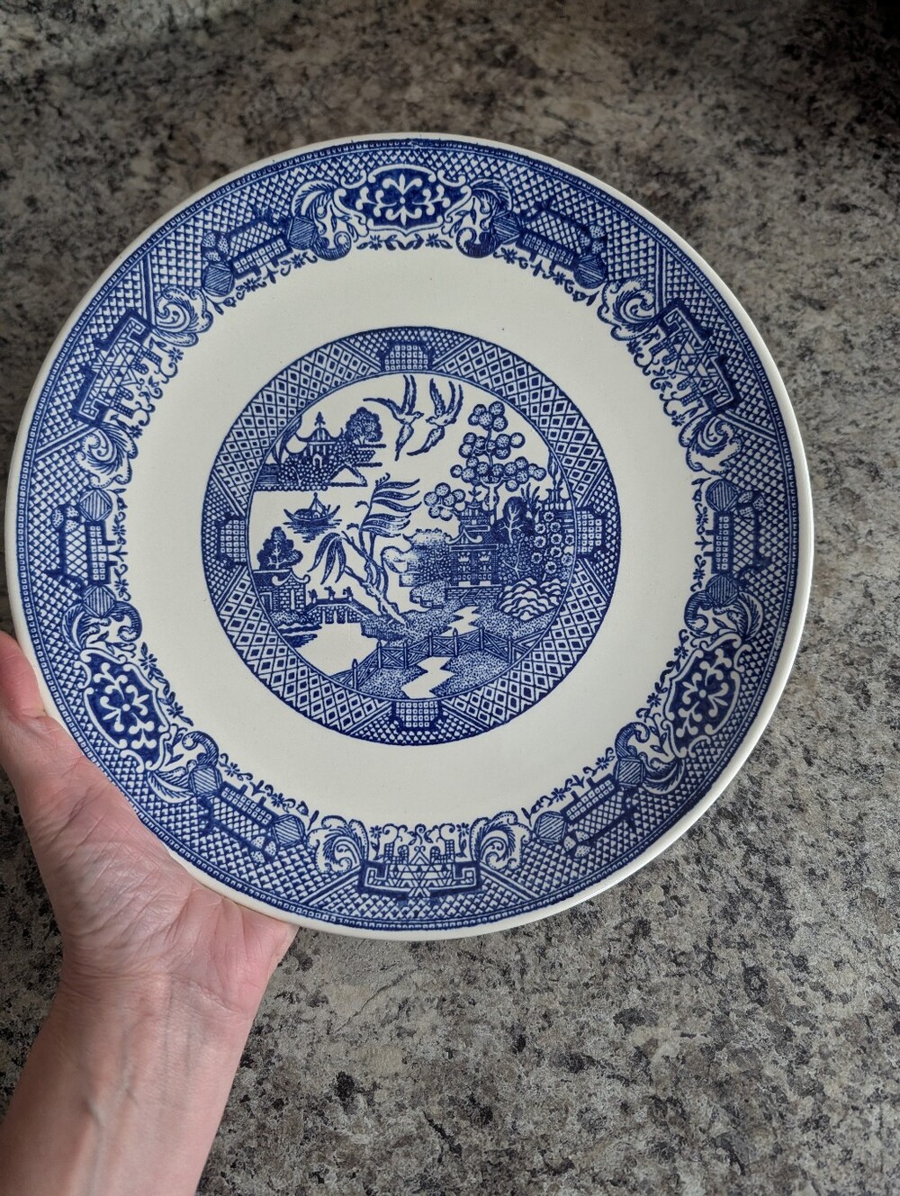 Blue Willow Ware Style Transferware Vintage Dinner Plate Decorative Plate Wall